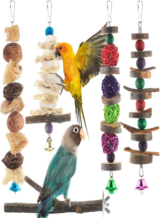 Bissap Bird Chew Toys, 5 Packs Parakeet Natural Wood Toys Parrot Hanging Cage Toy Bird Perch Stand for Small Bird Conure Cockatiel Parrotlet Lovebird Budgie - Image 1