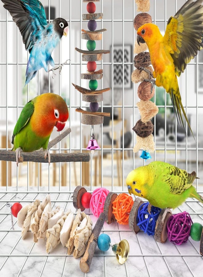 Bissap Bird Chew Toys, 5 Packs Parakeet Natural Wood Toys Parrot Hanging Cage Toy Bird Perch Stand for Small Bird Conure Cockatiel Parrotlet Lovebird Budgie - Image 3