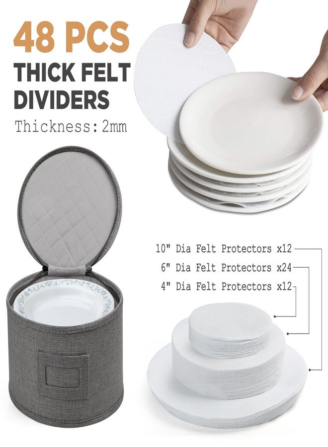 LotFancy China Storage Containers, Hard Shell, 4PCS Set, Dish Storage Box for Moving, Stackable Dinnerware Plate Organizer Bins with 48 Felt Dividers, Grey - Image 3