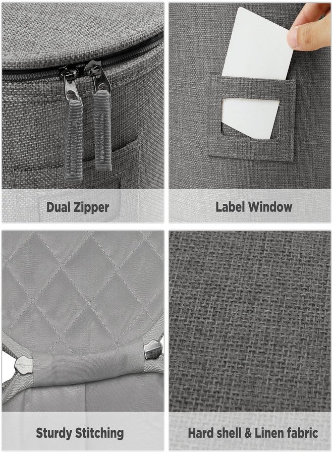 LotFancy China Storage Containers, Hard Shell, 4PCS Set, Dish Storage Box for Moving, Stackable Dinnerware Plate Organizer Bins with 48 Felt Dividers, Grey - Image 4