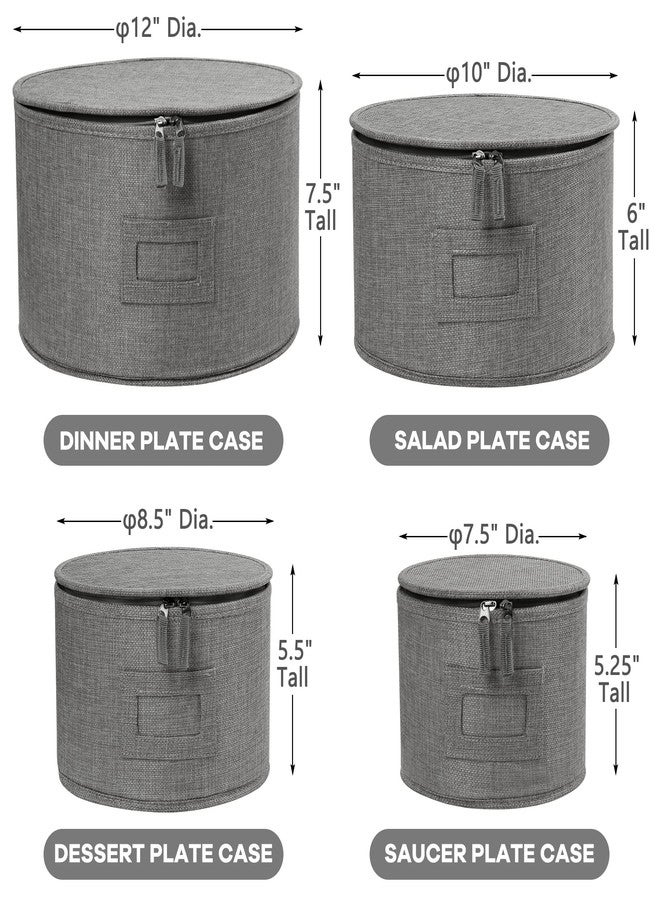 LotFancy China Storage Containers, Hard Shell, 4PCS Set, Dish Storage Box for Moving, Stackable Dinnerware Plate Organizer Bins with 48 Felt Dividers, Grey - Image 5
