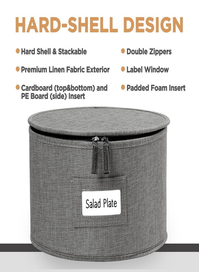 LotFancy China Storage Containers, Hard Shell, 4PCS Set, Dish Storage Box for Moving, Stackable Dinnerware Plate Organizer Bins with 48 Felt Dividers, Grey - Image 2