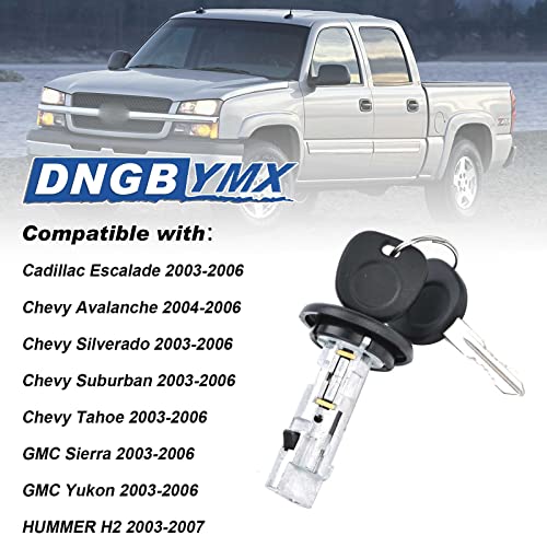 Dngbymx Ignition Switch Lock Cylinder with Pair Front Door Lock Cylinder Compatible with 2003-2006 Chevy Silverado Suburban GMC Sierra Yukon Cadillac Escalade Replace OE# 707835 + 706592 X2 + 598007 X2 - Image 2