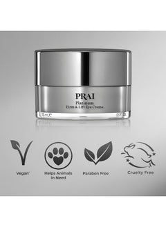 PRAI Beauty Platinum Firm And Lift Eye Creme - Tightening And Firming Eye Cream - Anti-Aging Under Eye Cream - Irritation Free - 0.5 Oz 