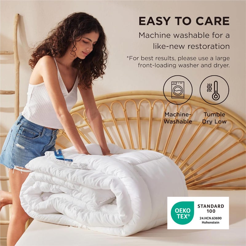 Bedsure Comforter Duvet Insert - Quilted Comforters King Size, All Season Duvet, GentleSoft Down Alternative Bedding Blanket, with 8 Tabs, Gifts for Women/Men, White, King 90 x 102 Inches - Image 5