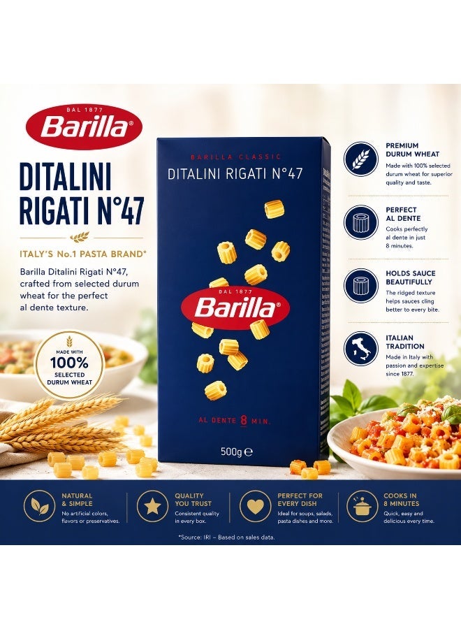 Barilla Ditalini Rigati Pasta No.47 500g - Image 5