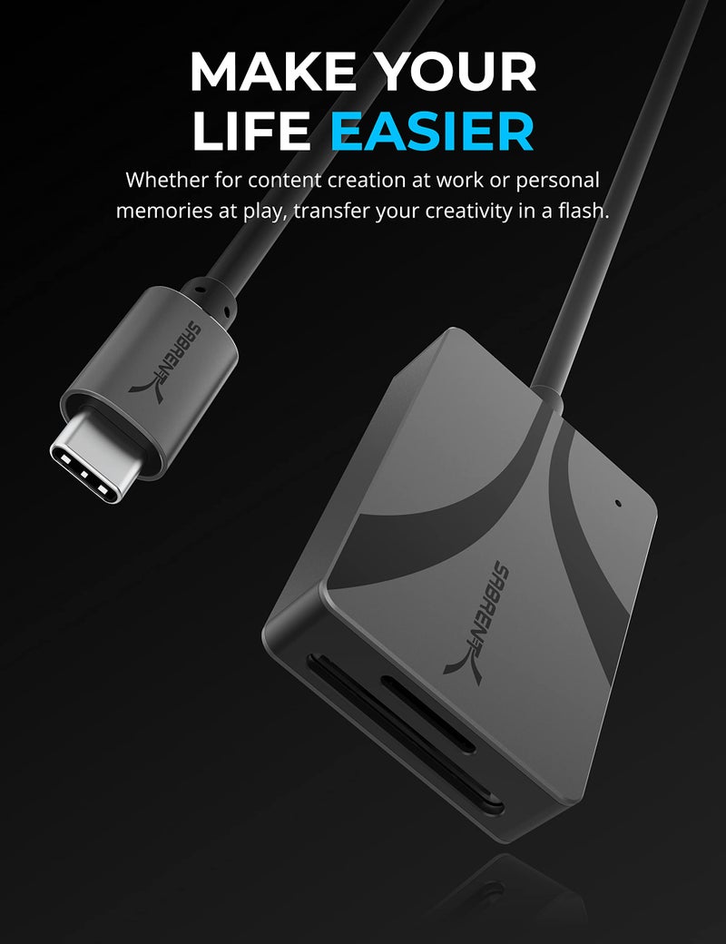 SABRENT USB Type-C Card Reader, Dual-Slot UHS-II SDXC and microSDXC SD 4.0 (CR-CSDM) - Image 2