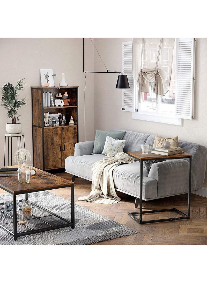 fashionhome Premium C Shaped Couch Laptop End Side Table, Slide Under Sofa Bed Table with Wood Top & Metal Frame for Living Room Bedroom  - Image 4