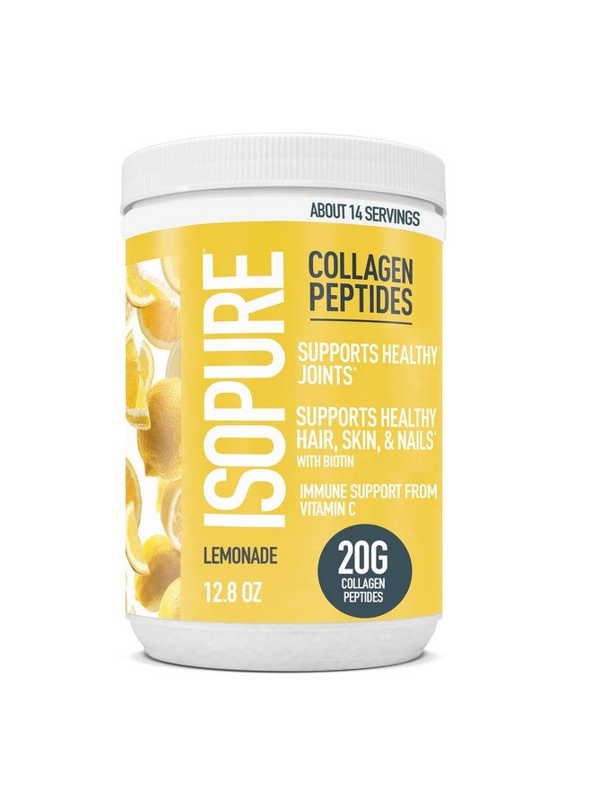 Isopure Collagen Peptides Powder, Promotes Hair, Nail, Skin and Joint Health, 14 Servings, Lemonade, with Vitamin C, with Biotin - Image 1