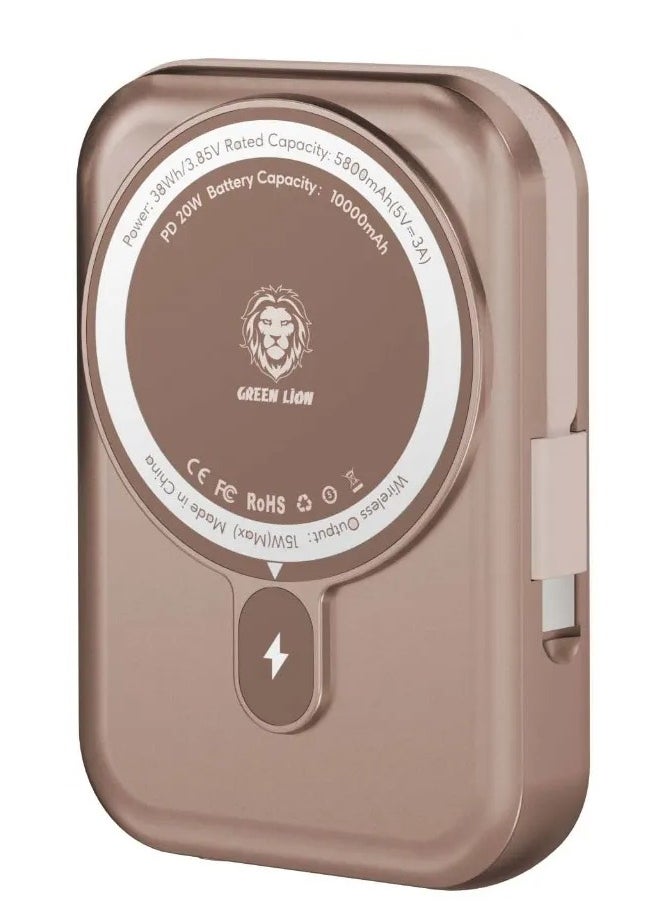 GREEN LION - Monaco Power Bank 10000mAh with Type-C Cable / 15W MagSafe / PD 20W Charging / LCD Power Indicator / Lithium Polymer Cell / ABS + PC Material - Desert Titanium - Image 1