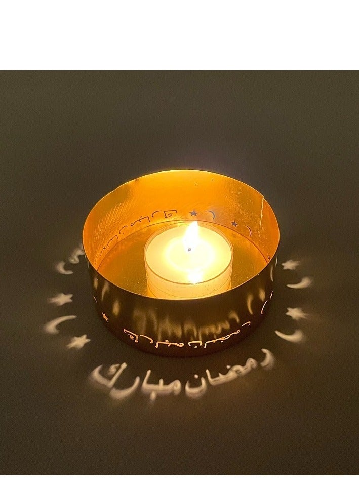 Ramadan Projection Candle Holder, Decorative Iron Candle Holder with Islamic Design, Perfect for Ramadan and Eid Home Decoration