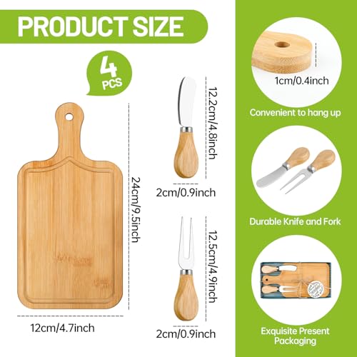 Hidaily 4 Set Mini Cheese Board Set Baby Shower Game Prizes Knives Forks Thank You Tags with Gift Box Bridal Shower Prizes for Game Winners Guests Wedding - Image 5