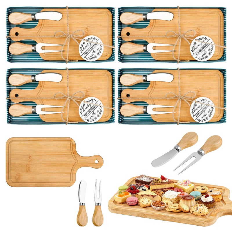 Hidaily 4 Set Mini Cheese Board Set Baby Shower Game Prizes Knives Forks Thank You Tags with Gift Box Bridal Shower Prizes for Game Winners Guests Wedding - Image 3