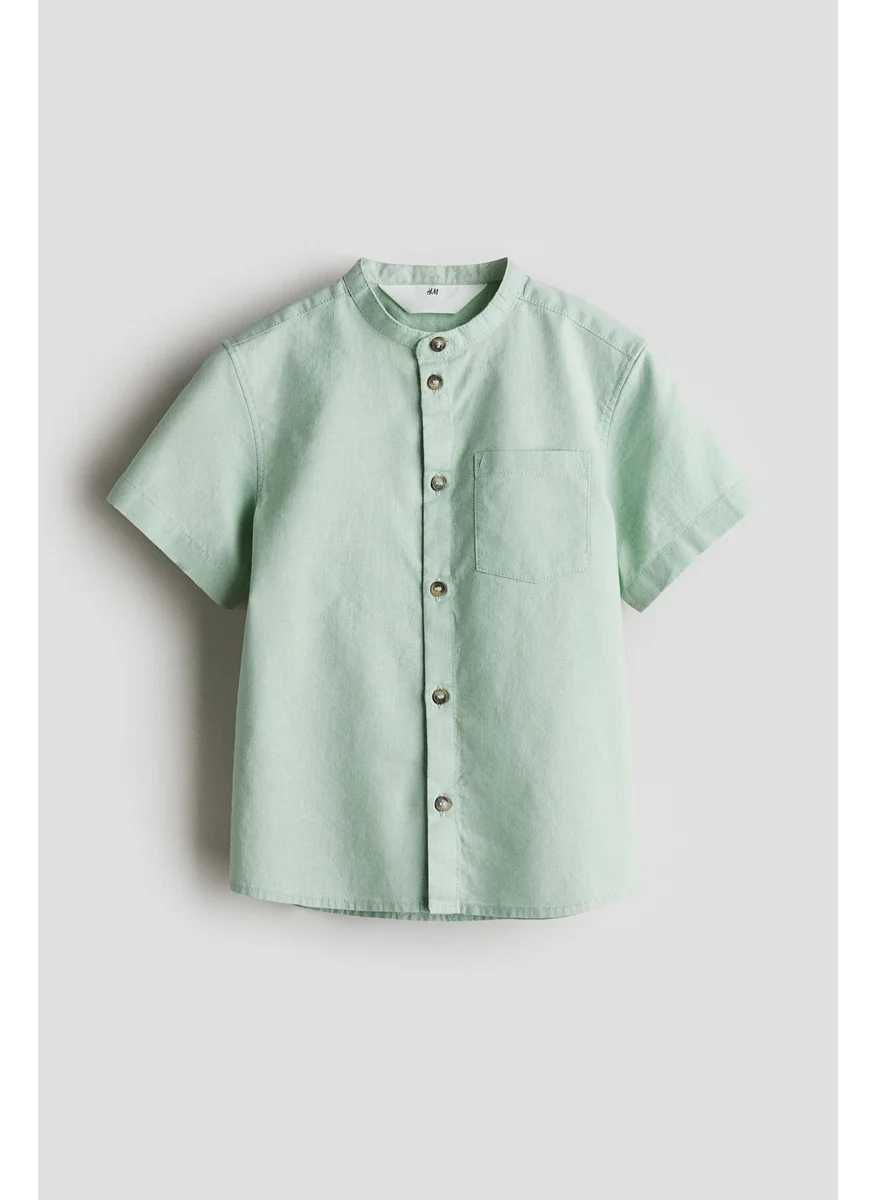 H&M Linen-Blend Grandad Shirt