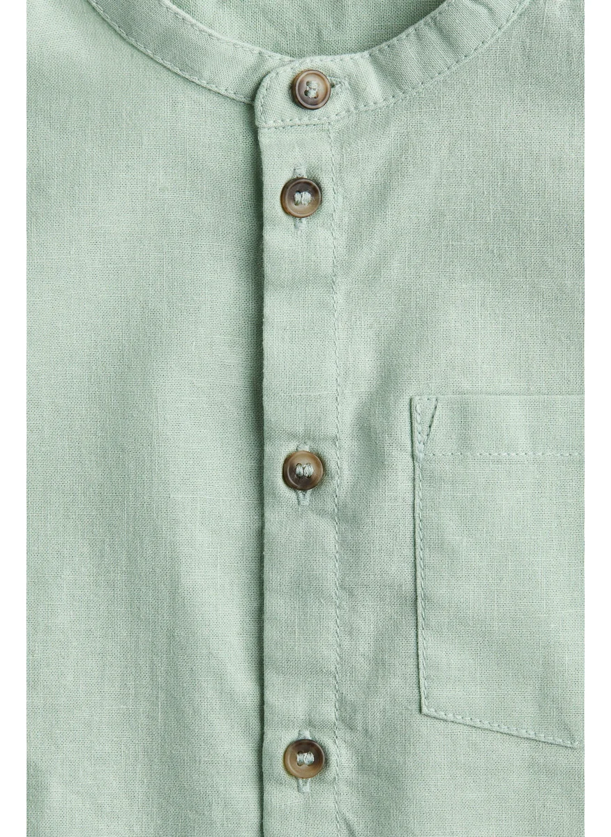 H&M Linen-Blend Grandad Shirt