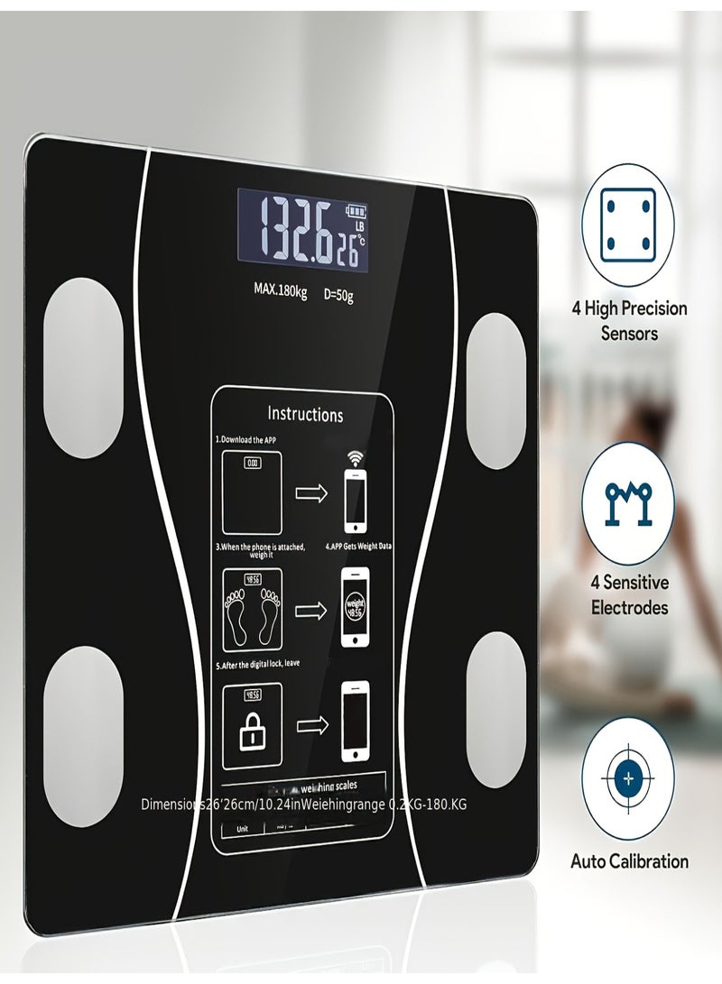 Intelligent Weight Scales Digital Body Scale With LED Display Multi-User Friendly Auto Calibration Sturdy Tempered Glass Compact Size Weighing Up To 400 Pounds/180 Kilograms For Family Gift - Image 1