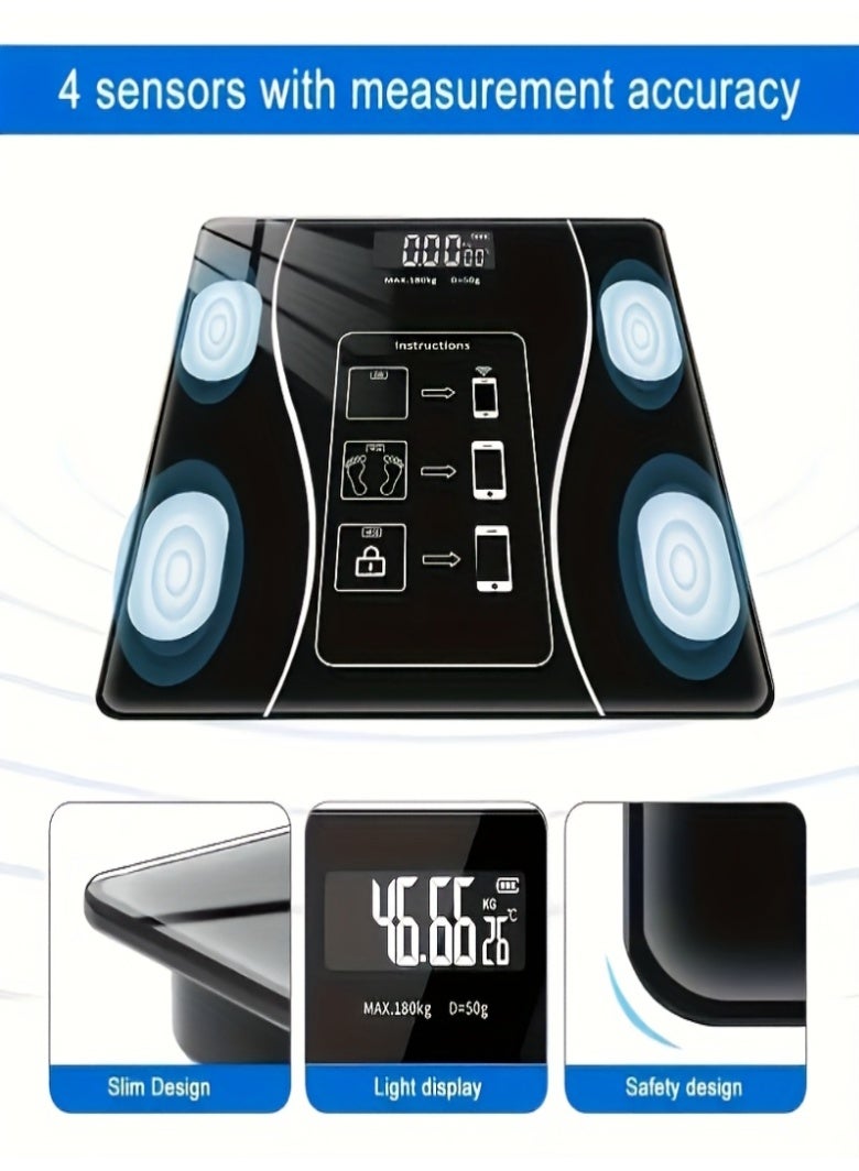 Intelligent Weight Scales Digital Body Scale With LED Display Multi-User Friendly Auto Calibration Sturdy Tempered Glass Compact Size Weighing Up To 400 Pounds/180 Kilograms For Family Gift - Image 2