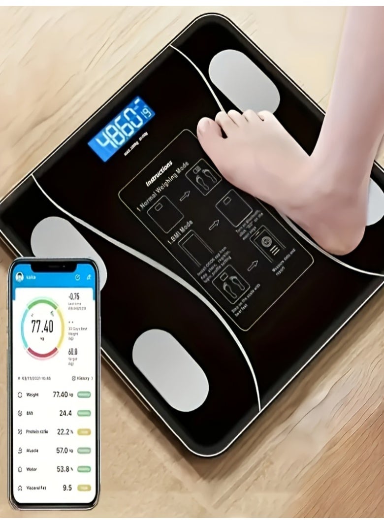 Intelligent Weight Scales Digital Body Scale With LED Display Multi-User Friendly Auto Calibration Sturdy Tempered Glass Compact Size Weighing Up To 400 Pounds/180 Kilograms For Family Gift - Image 4