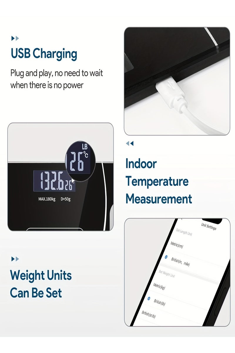 Intelligent Weight Scales Digital Body Scale With LED Display Multi-User Friendly Auto Calibration Sturdy Tempered Glass Compact Size Weighing Up To 400 Pounds/180 Kilograms For Family Gift - Image 5