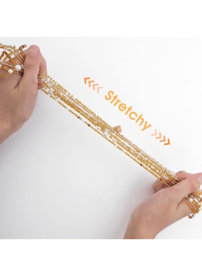 4 Pcs Gold African Waist Beads for Women, Weight Tracking Belly Bead Chains, Bikini Stomach Jewelry for Summer Beach Daily Wear - Image 2