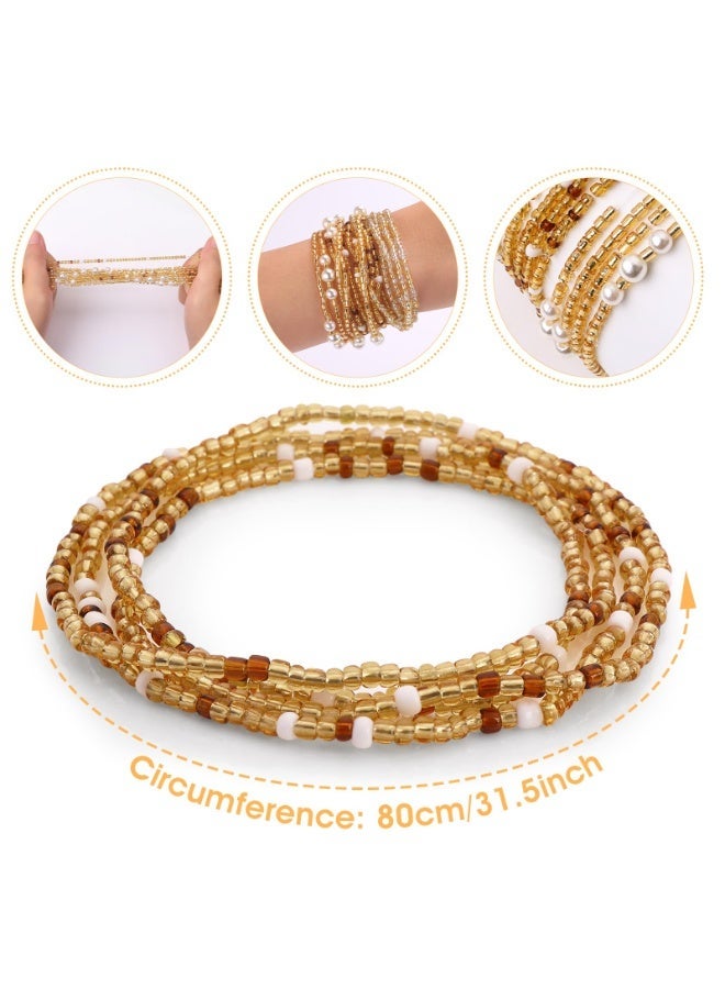 4 Pcs Gold African Waist Beads for Women, Weight Tracking Belly Bead Chains, Bikini Stomach Jewelry for Summer Beach Daily Wear - Image 3