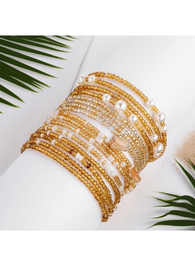 4 Pcs Gold African Waist Beads for Women, Weight Tracking Belly Bead Chains, Bikini Stomach Jewelry for Summer Beach Daily Wear - Image 4