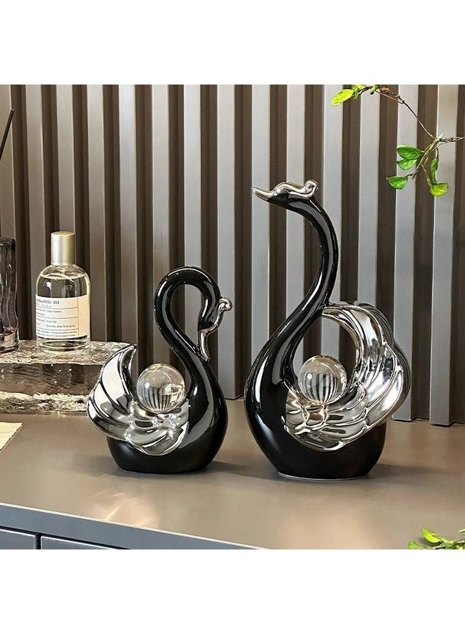 HOMESTAR High-end Light Luxury Crystal Ball Swan Ceramic Ornament Creative Home Living Room Entrance TV Cabinet Decoration - Image 1