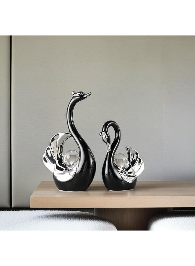 HOMESTAR High-end Light Luxury Crystal Ball Swan Ceramic Ornament Creative Home Living Room Entrance TV Cabinet Decoration - Image 2