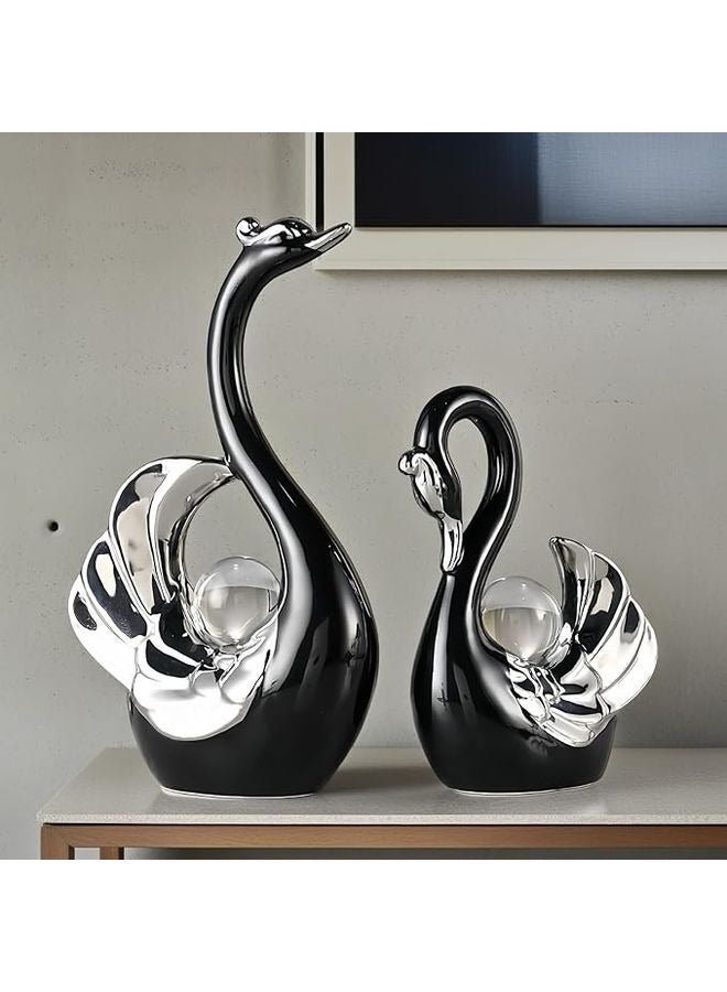 HOMESTAR High-end Light Luxury Crystal Ball Swan Ceramic Ornament Creative Home Living Room Entrance TV Cabinet Decoration - Image 3