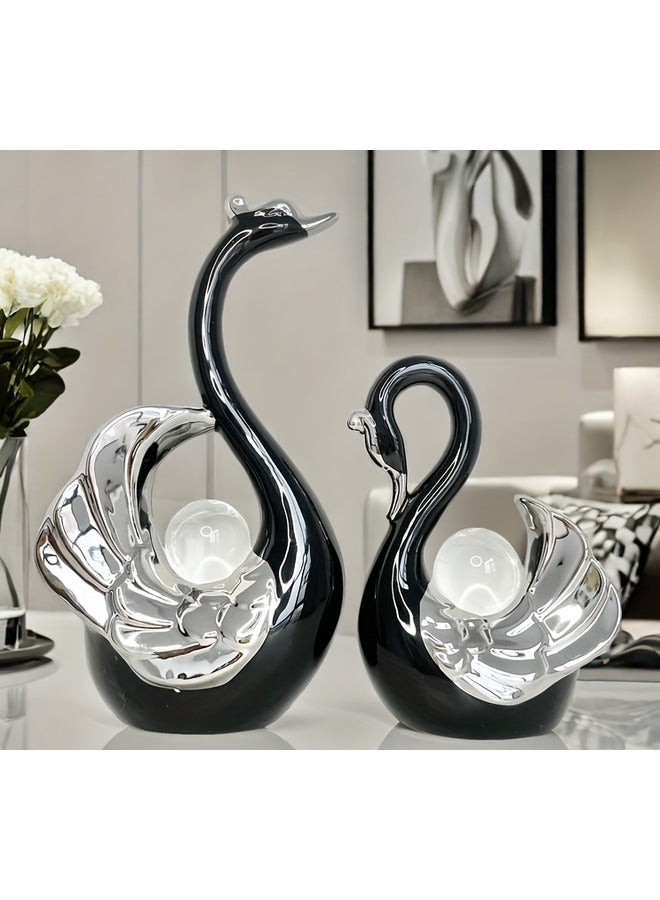 HOMESTAR High-end Light Luxury Crystal Ball Swan Ceramic Ornament Creative Home Living Room Entrance TV Cabinet Decoration - Image 4