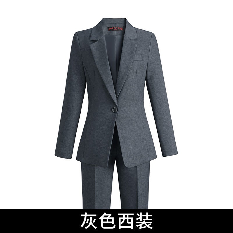 بدلة احترافية نسائية ربيعية وخريفية عالية الجودة ذات طابع أنيق لمديرة قسم المبيعات ملابس العمل مجموعة ثلاثية القطع - Image 1