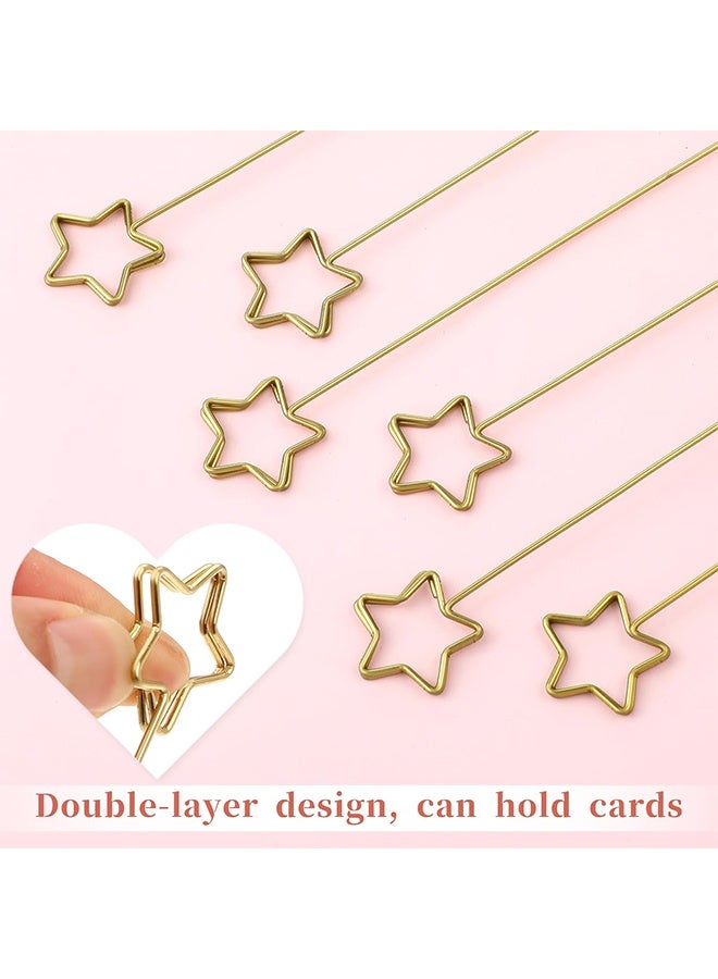 20 قطعة من حامل بطاقات الزهور بأسلاك ذهبية على شكل نجوم لتزيين الطاولات، حوامل صور للحفلات، حامل بطاقات الزهور للباقة، بطاقات التهنئة، بطاقات البريد، حفلات الزفاف - Image 4
