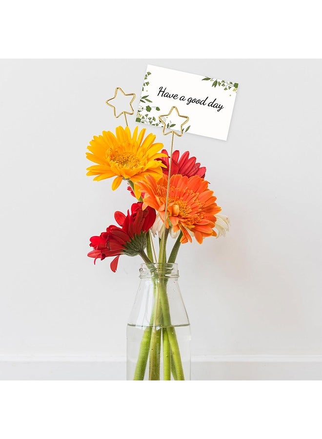 20 قطعة من حامل بطاقات الزهور بأسلاك ذهبية على شكل نجوم لتزيين الطاولات، حوامل صور للحفلات، حامل بطاقات الزهور للباقة، بطاقات التهنئة، بطاقات البريد، حفلات الزفاف - Image 3