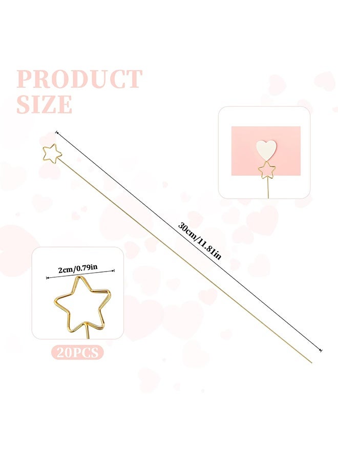 20 قطعة من حامل بطاقات الزهور بأسلاك ذهبية على شكل نجوم لتزيين الطاولات، حوامل صور للحفلات، حامل بطاقات الزهور للباقة، بطاقات التهنئة، بطاقات البريد، حفلات الزفاف - Image 2