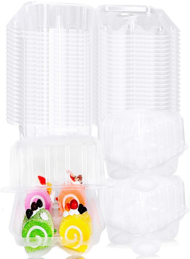 Norcoin 100 Pack Plastic Cupcake Containers 4-Compartment Clear Cupcake Box Containers Disposable 4 Cavity Cupcake Holder with Dome for Bakery Muffin Stackable - Image 1