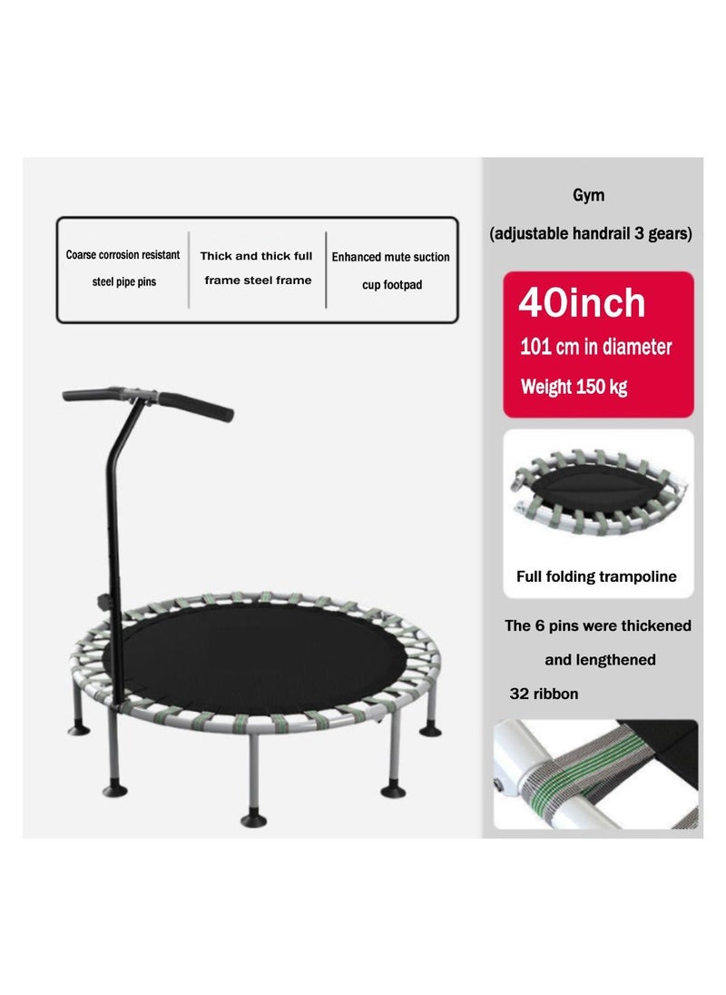 Generic Home Exercise Indoor Trampoline Gym Exercise Folding Trampoline Weight Loss Exercise Jump Bed 40inch with Handrails  - Image 2