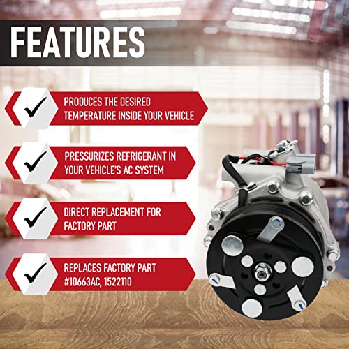 AA Ignition Honda CRV AC Compressor - Compatible with 2002-2006 Honda CR-V, 2.4L Vehicles - Replaces 10663AC, 1522110, 10345240, 10349721, 638951- HVAC Air Conditioner Compressor - Image 2