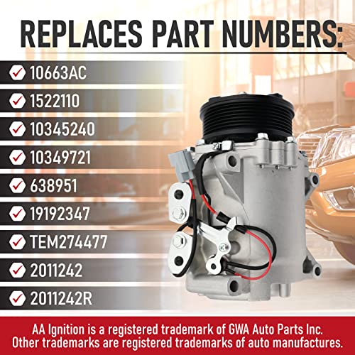 AA Ignition Honda CRV AC Compressor - Compatible with 2002-2006 Honda CR-V, 2.4L Vehicles - Replaces 10663AC, 1522110, 10345240, 10349721, 638951- HVAC Air Conditioner Compressor - Image 3