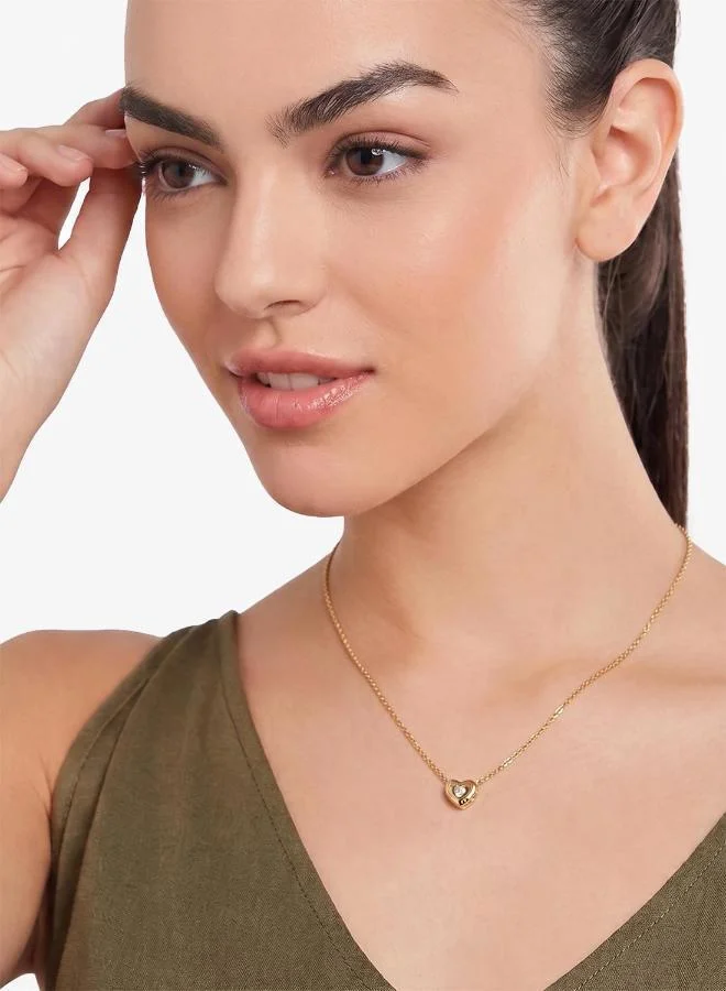 Guess  Crystal Heart Chain Necklace for Women | Best Price UAE