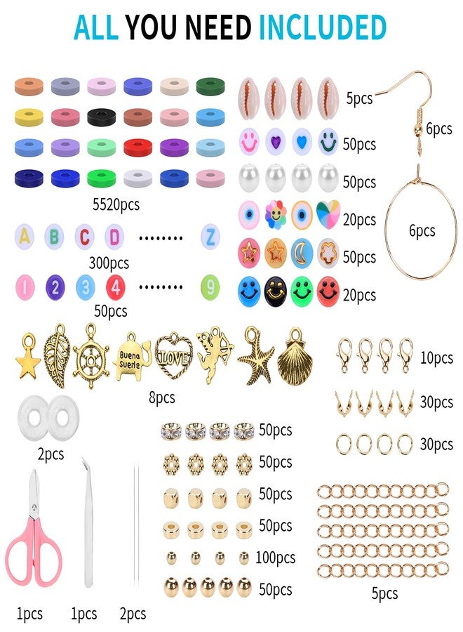 AIPRIDY Clay Beads Bracelet Making Kit, 6500 Pieces, 24 Colors, Preppy Beads with Charms, DIY Jewelry Crafts for Kids 6-13 - Image 2