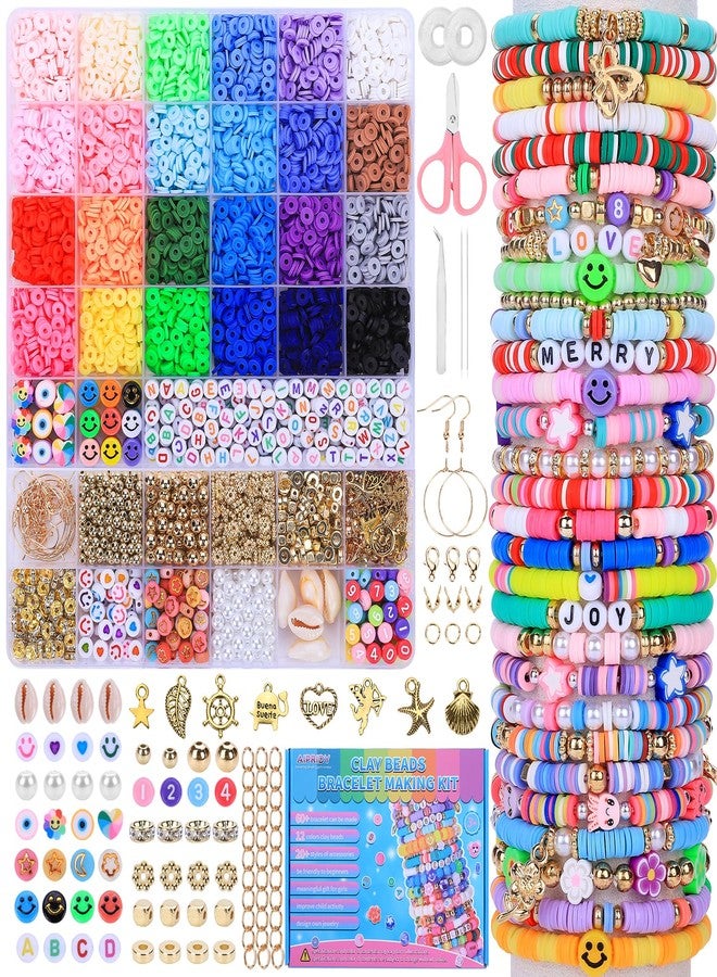 AIPRIDY Clay Beads Bracelet Making Kit, 6500 Pieces, 24 Colors, Preppy Beads with Charms, DIY Jewelry Crafts for Kids 6-13 - Image 1