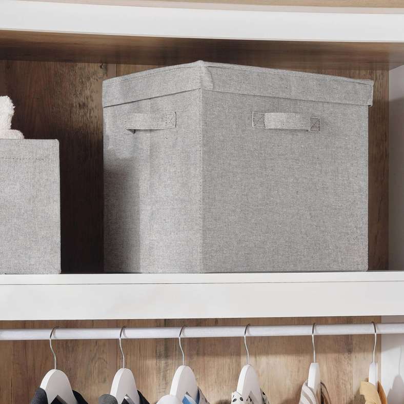 Pan Home Aria Twill Fabric Storage Box with Lid 38.1x28.6x32.4cm - Grey - 262MTV9900055 - Image 1