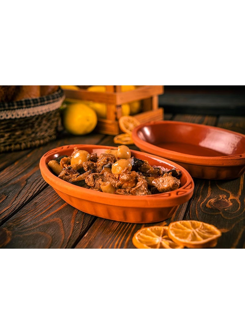 luksYol LuksYol Handmade Oval Clay Bowls for Cooking & Serving – Turkish Natural Unglazed Clay – Oven, Microwave & Dishwasher Safe – Ideal for Main Dishes, Fish, Pasta, Meat – Available in Brown, Natural, Blue, Green – Sizes: L23×13×3cm, 26×14×3cm, 23×13×3cm, 29×18×4cm, 25×11.5×3cm – Perfect for Healthy & Eco-Friendly Cooking – Sustainable Tableware Upgrade – Artisan Turkish Craftsmanship – Durable, Colorful, Chip-Resistant, Food-Safe, Gift-Ready, LuksYol Premium Collection  - Image 5