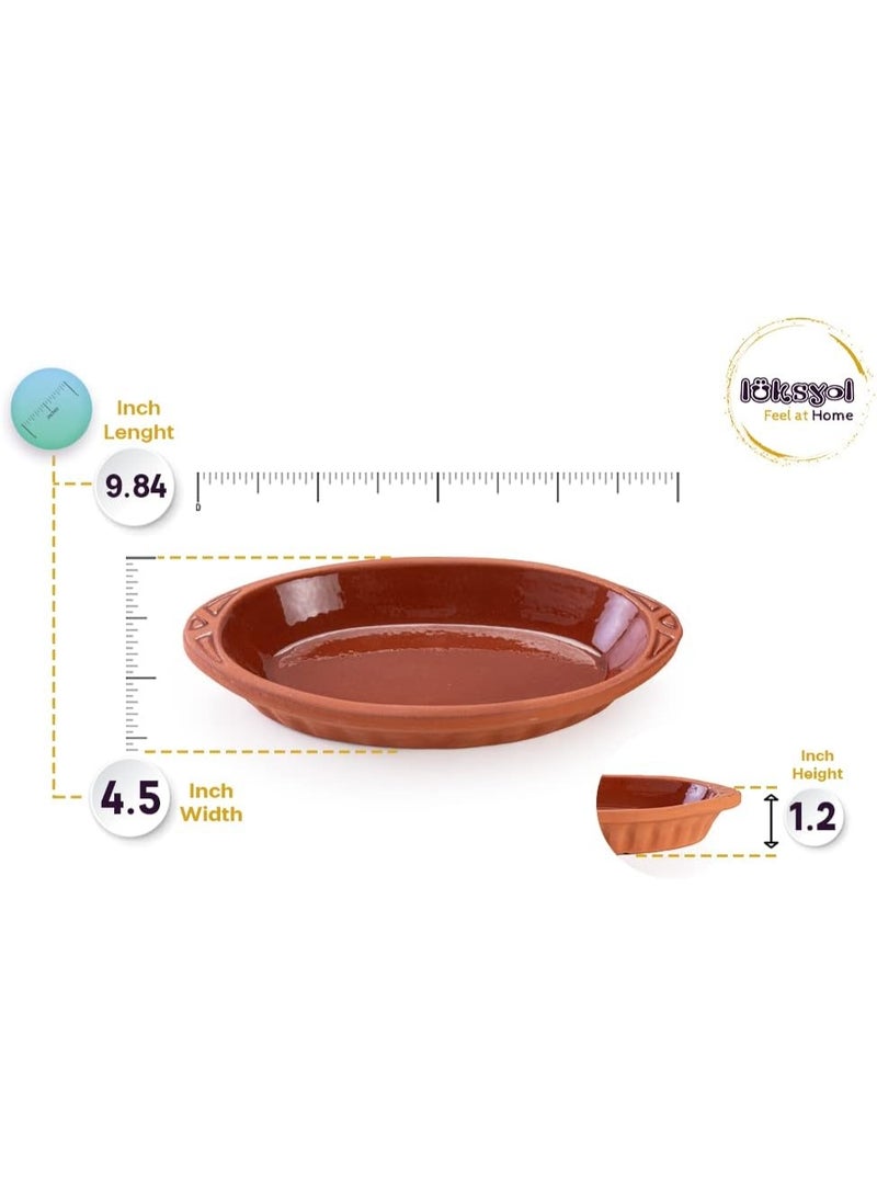 luksYol LuksYol Handmade Oval Clay Bowls for Cooking & Serving – Turkish Natural Unglazed Clay – Oven, Microwave & Dishwasher Safe – Ideal for Main Dishes, Fish, Pasta, Meat – Available in Brown, Natural, Blue, Green – Sizes: L23×13×3cm, 26×14×3cm, 23×13×3cm, 29×18×4cm, 25×11.5×3cm – Perfect for Healthy & Eco-Friendly Cooking – Sustainable Tableware Upgrade – Artisan Turkish Craftsmanship – Durable, Colorful, Chip-Resistant, Food-Safe, Gift-Ready, LuksYol Premium Collection  - Image 2