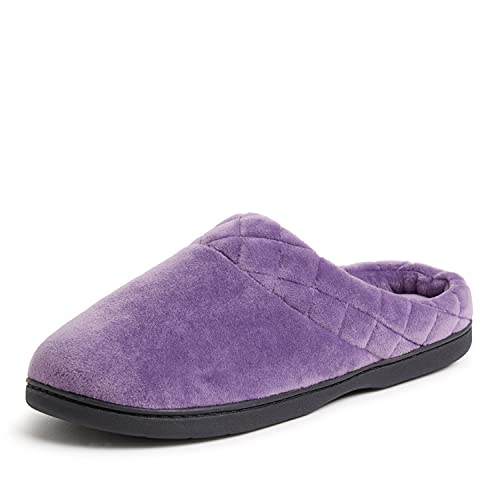Dearfoams Women's Indoor/Outdoor Memory Foam Darcy Microfiber Velour Clog, Wide Widths Slipper, Smokey Purple, 9-10 - Image 1