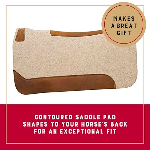 Weaver Equine 30" x 30" Contoured Wool Blend Felt Horse Saddle Pad, Shock Absorbing Western Saddle Pad for Protection, Durable Equine Supplies, Tan - Image 4