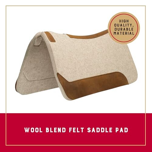Weaver Equine 30" x 30" Contoured Wool Blend Felt Horse Saddle Pad, Shock Absorbing Western Saddle Pad for Protection, Durable Equine Supplies, Tan - Image 2