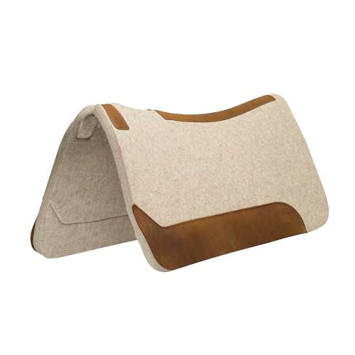 Weaver Equine 30" x 30" Contoured Wool Blend Felt Horse Saddle Pad, Shock Absorbing Western Saddle Pad for Protection, Durable Equine Supplies, Tan - Image 1