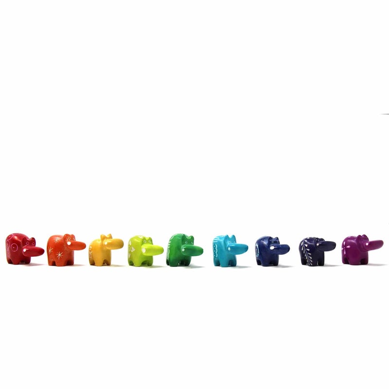 Global Crafts Soapstone Tiny Hippo Figurines  Handmade in Kenya  Assorted Pack of 5 Colors (KSASMHIPPO-5PK) - Image 2