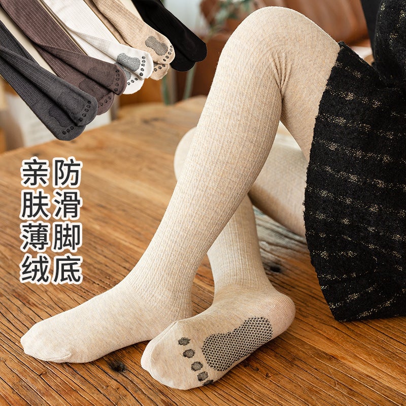 Children'S Pantyhose Medium Thick Girls' Leggings Cotton Linen Flower Small Feet Thin Velvet Non-Slip Middle And Large Children'S Dance Socks - Image 2